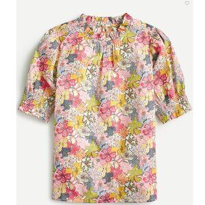 J.Crew Smocked puff-sleeve top in Liberty Fabrics Mauvey floral 100% cotton M Me